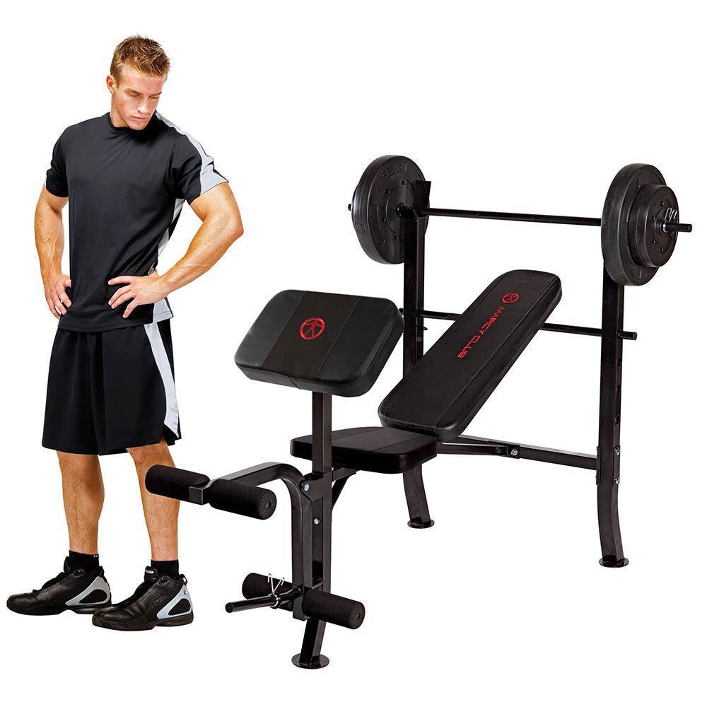 Marcy Pro Mkb 2081 Standard Weight Bench W 80 Lb Weight Set