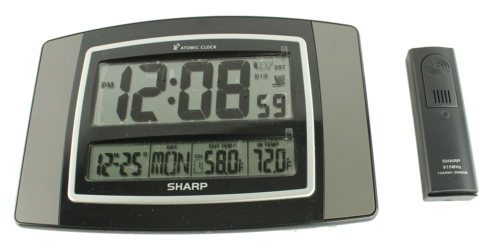 Sharp Atomic Wall Clock W Wireless Indoor Outdoor Temperature Sensor Spc900gm Sharp Clocksilver Spc900gm