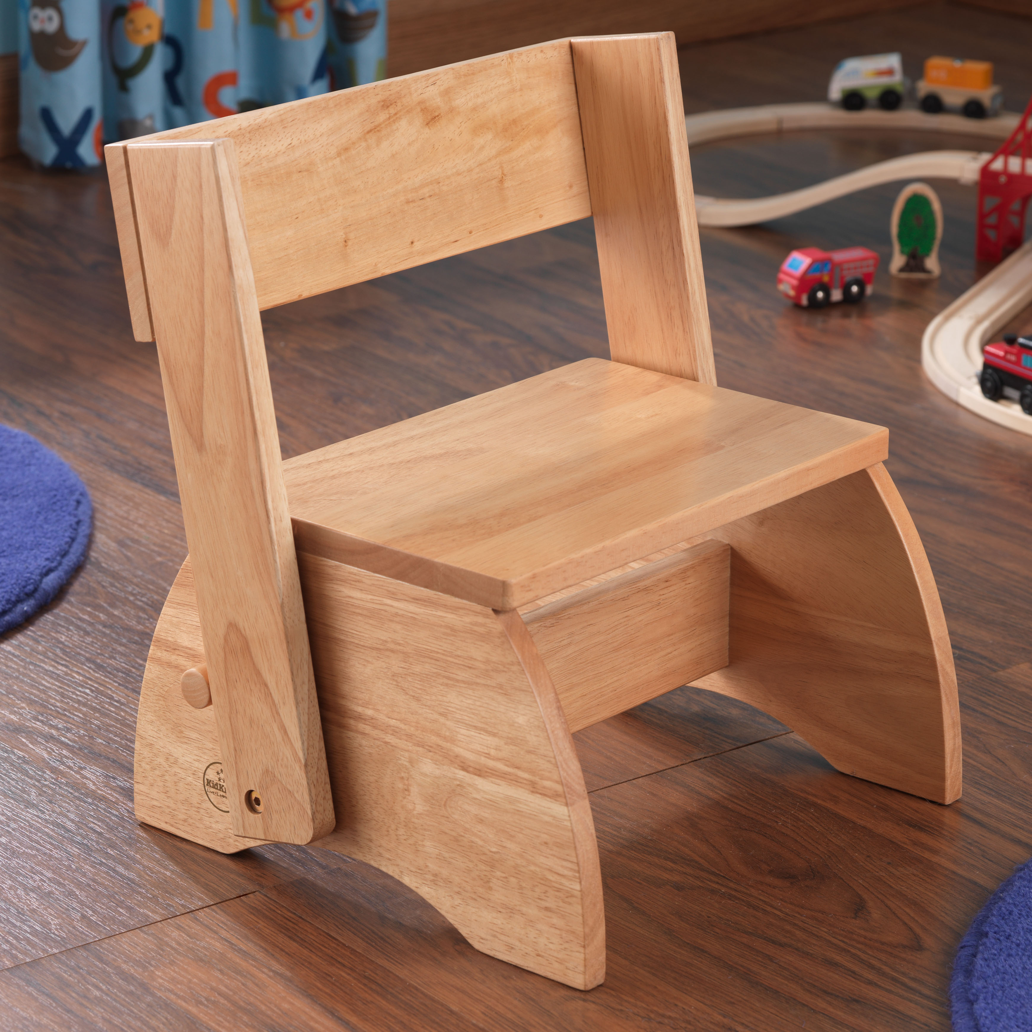 KidKraft Large Wood Flip Step Stool and Kids Chair - Natural | 15821 | eBay