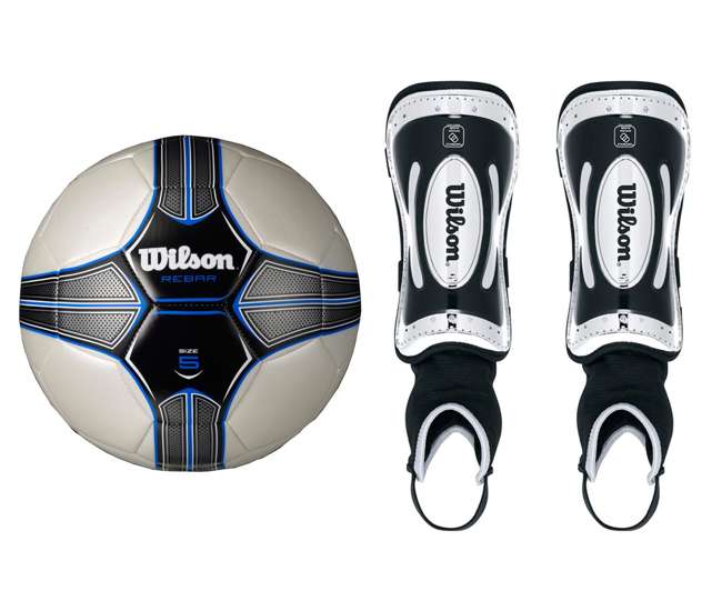 Download Wilson Rebar Size 5 Adult Soccer Ball + Large Shin Guards ...