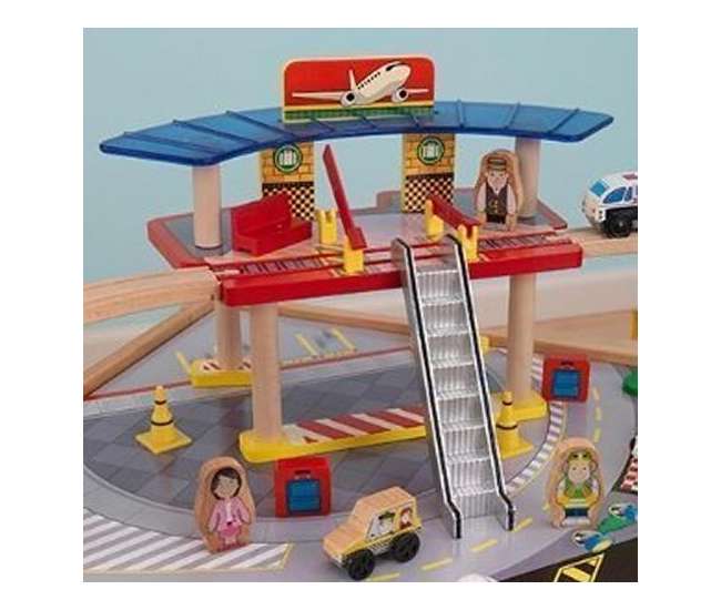 KidKraft Airport Express Wood Train Table &amp; Toy Set 