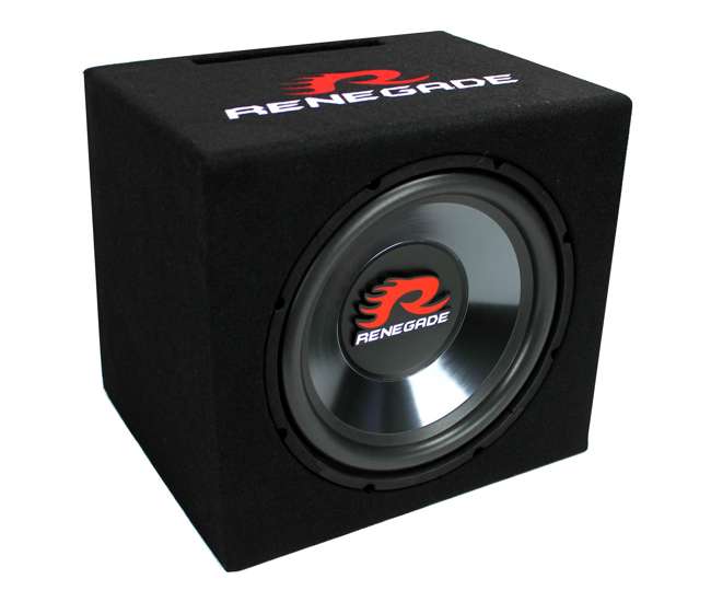 Renegade RXV1200 12-Inch 600W Single Subwoofer with Box + 1100W Mono