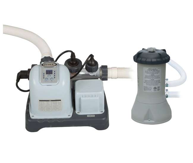 Intex 1000 GPH Filter Pump & Krystal Clear Saltwater Pool Chlorinator w ...