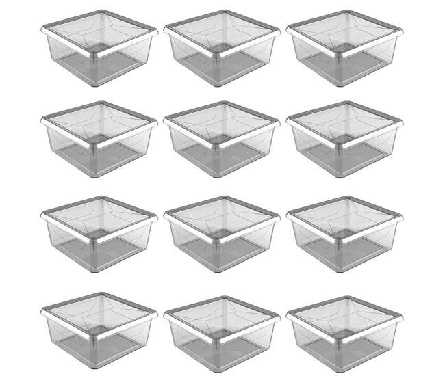 Ezy Storage Karton Medium 9 Qt Plastic Storage Container Box With Lid 12 Pack 12 X Fba