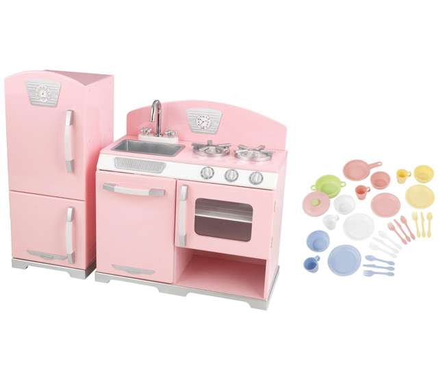 kidkraft pink retro kitchen & refrigerator