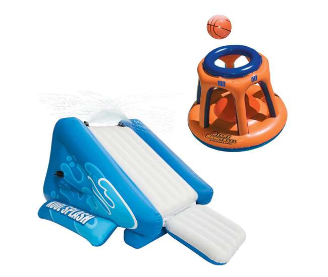 swimline 90285 basketball hoop giant shootball inflatable fun swimming pool toy