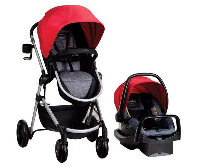 red baby travel system