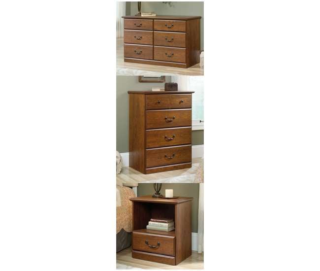 Sauder Orchard Hills Milled Cherry Bedroom Set Dresser Chest Nightstand Sf 418645 Sf 418632 Sf 418633