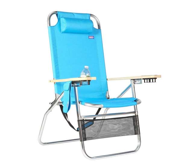 Copa Big Papa 4 Position Folding Aluminum Beach Lounge Chair W Headrest Blue