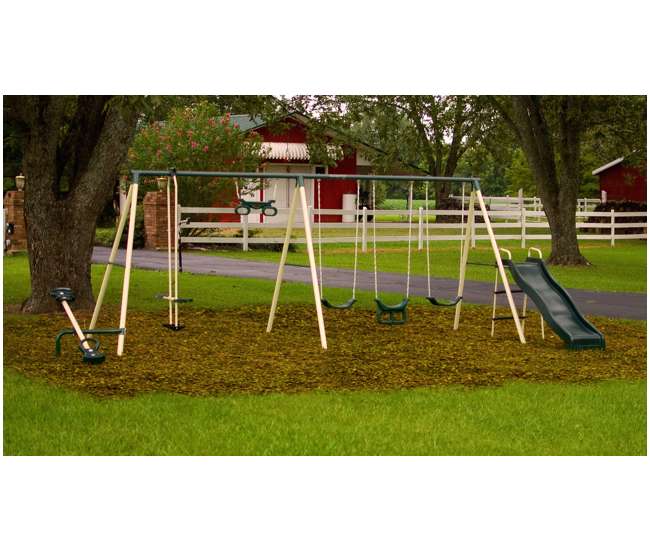 Flexible Flyer Fun Fantastic Ii Swing Set Slide Swings Trapeze Teeter Totter