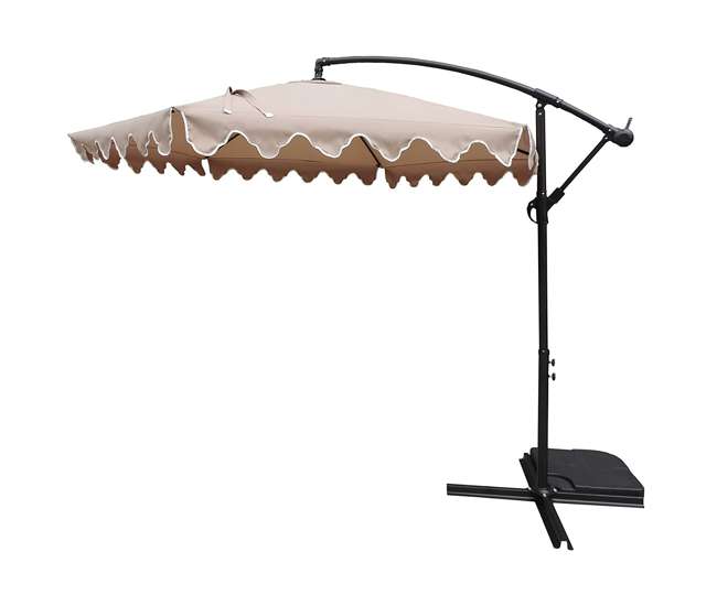 Pebble Lane Living 10 Ft Cantilever Scalloped Outdoor Patio Tilt Umbrella Beige Jcu 6001sc Tan