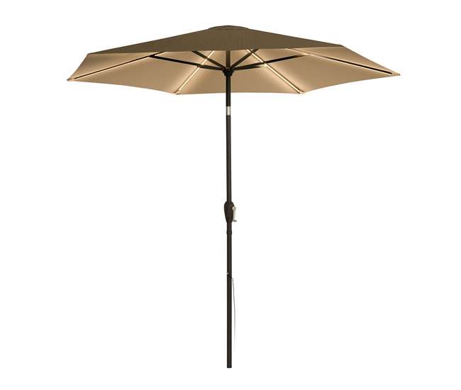 Quik Shade 9 Foot Led Patio Umbrella W Dimmer Khaki Qs 162695ds