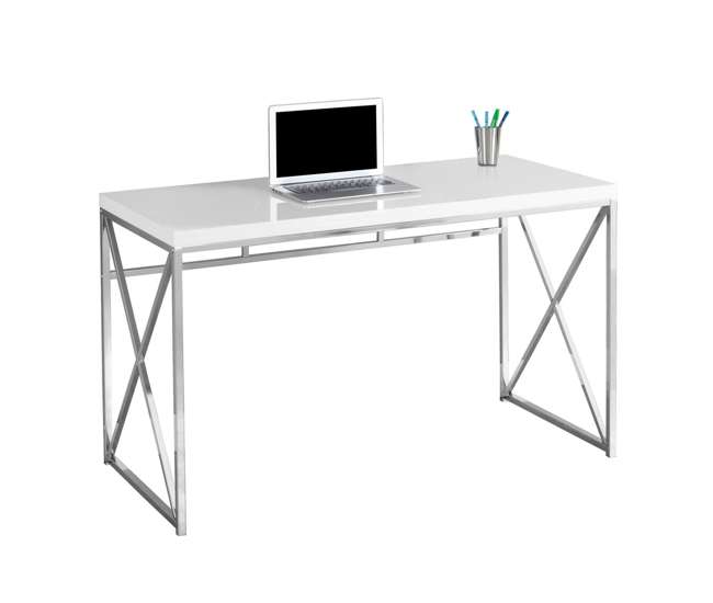 Monarch Specialties 48 Inch Office Computer Desk Glossy White