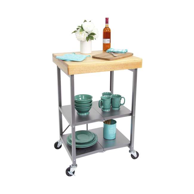 Origami Foldable Wheeled Kitchen Island Cart Silver