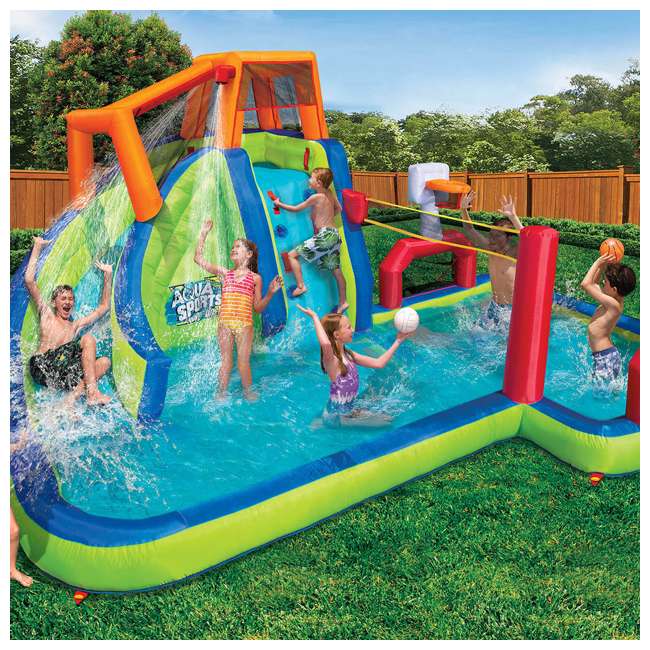 Banzai Inflatable Aqua Sports Splash Pool and Slide Water Park : 74173