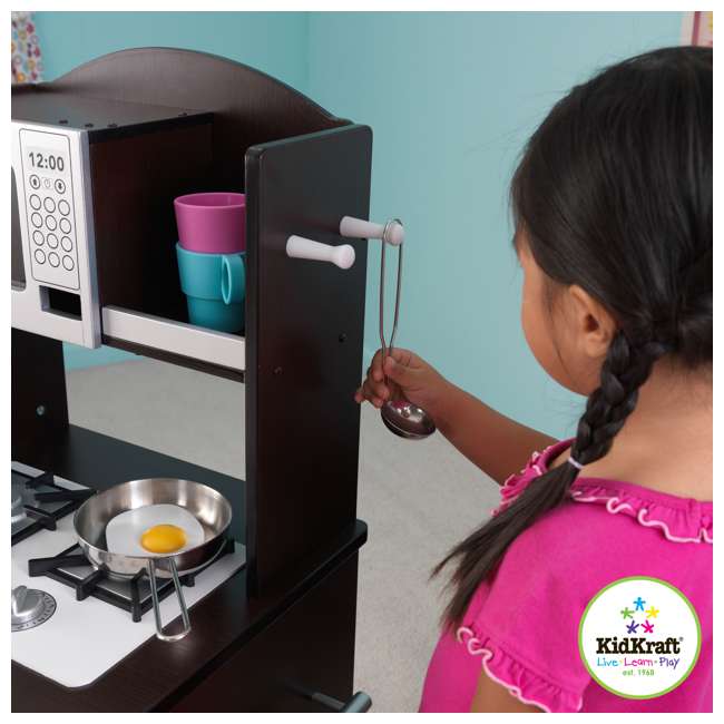 KidKraft Modern Espresso Silver Toddler Kitchen Kids 53301   1714ee161b4d4247ac2a2597a29b1477