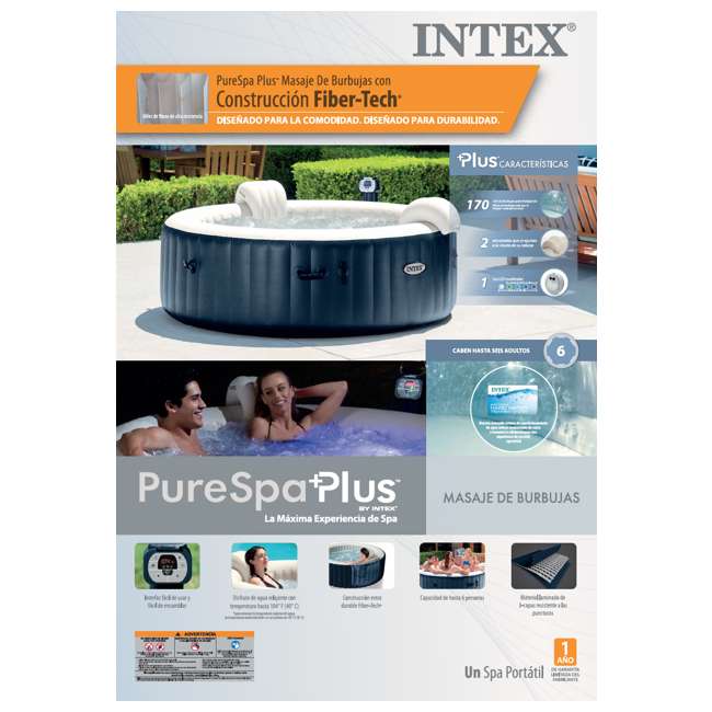 Intex Pure Spa Inflatable 6 Person Bubble Hot Tub 28409e