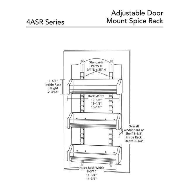 Rev A Shelf 4asr 18 Medium Cabinet Door Mount Wood Adjustable 3 Shelf Spice Rack