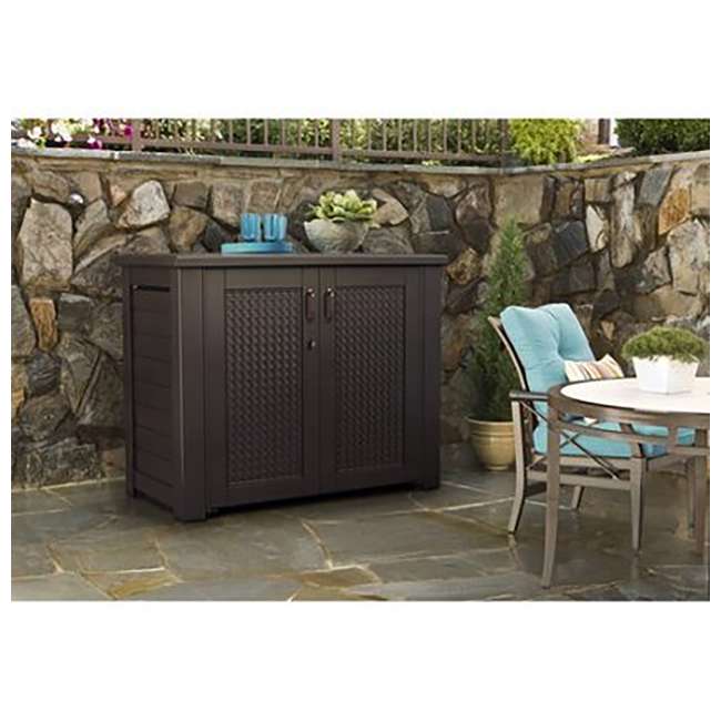 Rubbermaid Resin Basket Weaved Patio Chic Outdoor Storage Cabinet