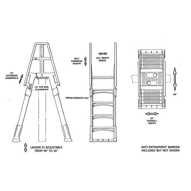 Vinyl Works A-Frame Ladder with Barrier for Pools 48 to 56 Inches Tall ...