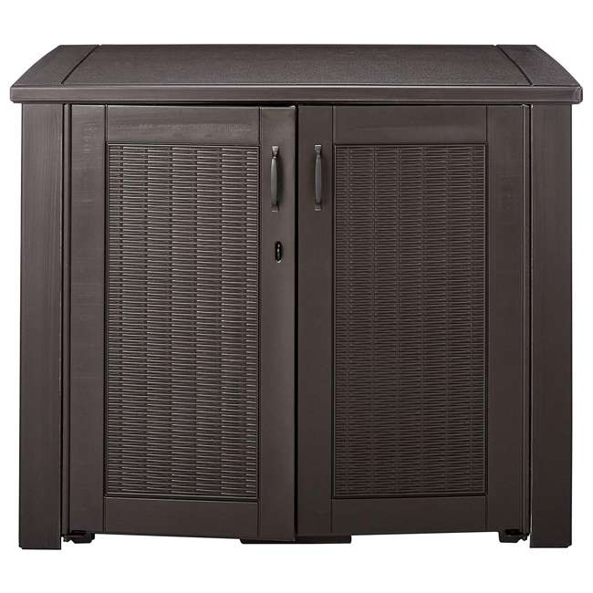 Rubbermaid Patio Chic Outdoor Cabinet Style Wicker Storage Deck