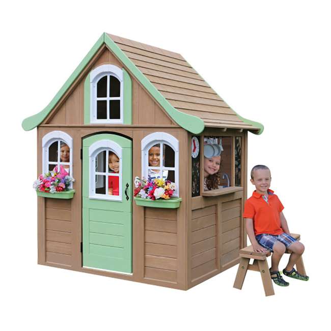 KidKraft Forestview Kids Outdoor Wooden Playhouse with Bench P280088