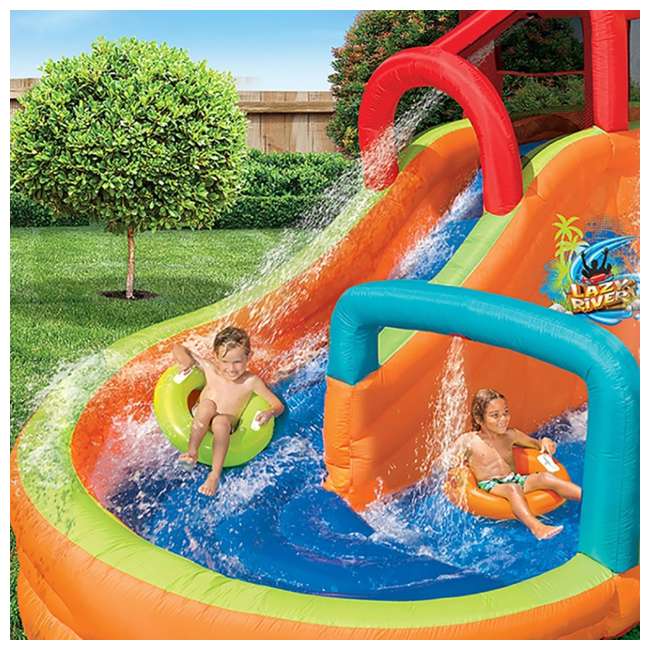 banzai inflatable outdoor lazy river adventure water park slide & pool