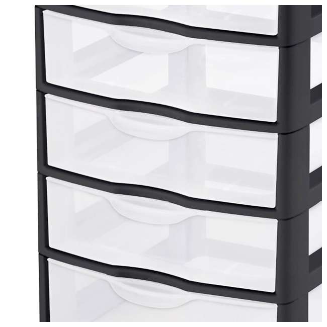 Sterilite Small 5Drawer Countertop Storage Unit, Black and Clear