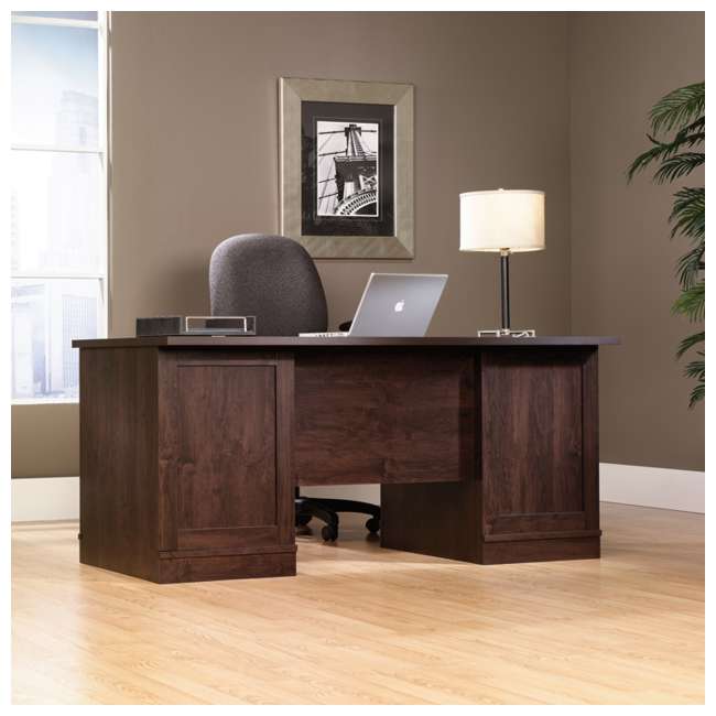 Sauder Furniture Office Port Executive Desk in Dark Wood ...