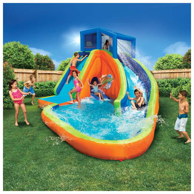 banzai 90494 sidewinder falls inflatable water slide with tunnel ramp slide