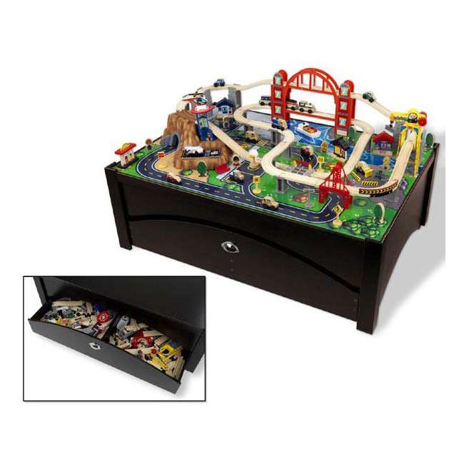 KidKraft Metropolis 100-Piece Wooden Train Table Set : 17935