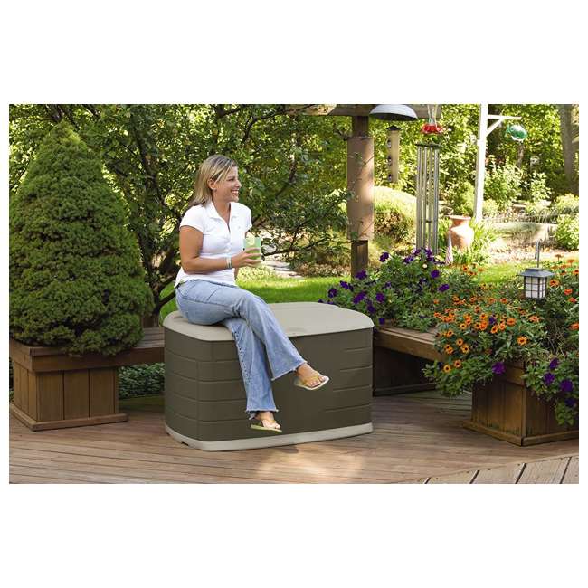 Rubbermaid 2047053 Medium Outdoor Resin Patio Storage Box With