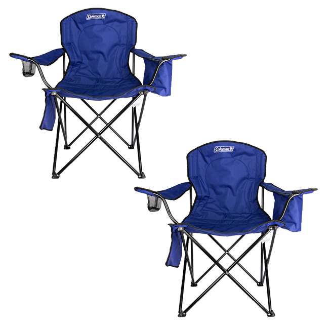 Coleman Quad Chair W Built In Cooler Cup Holder Blue 2 Pack