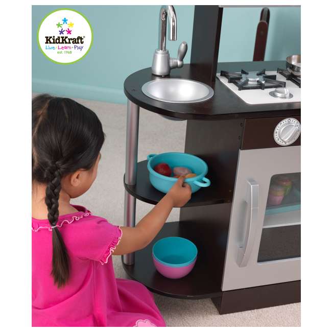 KidKraft Modern Espresso Silver Toddler Kitchen Kids 53301   8943567e459146b19cf4afcb250475f5