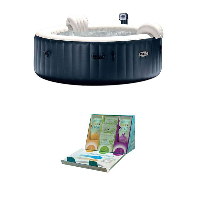 Intex Pure Spa Inflatable 6 Person Hot Tub W Trio Spa And Hot Tub 3 Month Water Softening Kit