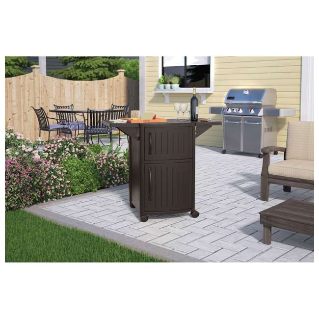 Suncast Outdoor Meal Serving Station And Cabinet Brown 2 Pack