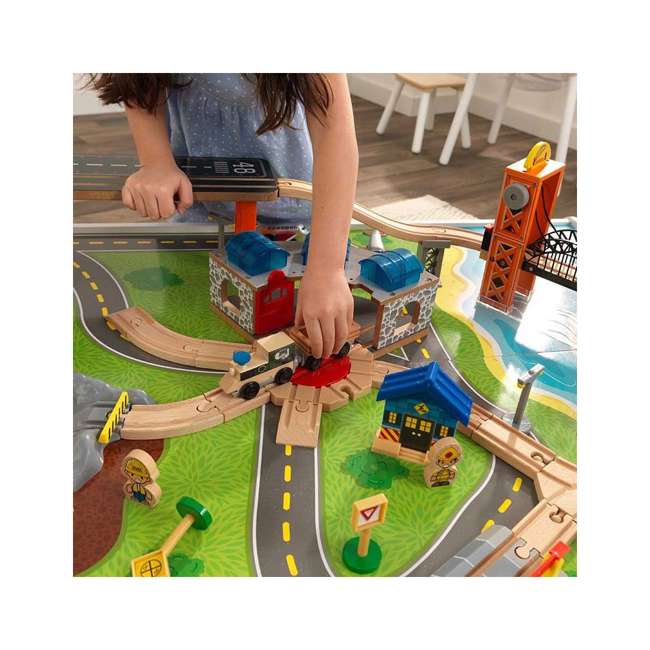 Kidkraft 18012 Railway Express Kid Toddler Wooden 79 Piece Toy Train Set Table