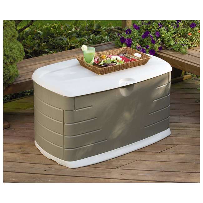 Rubbermaid 2047053 Medium Outdoor Resin Patio Storage Box With