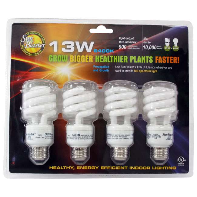 SunBlaster 13 Watt CFL Grow Lamp 4 Light Bulbs : SL0900151