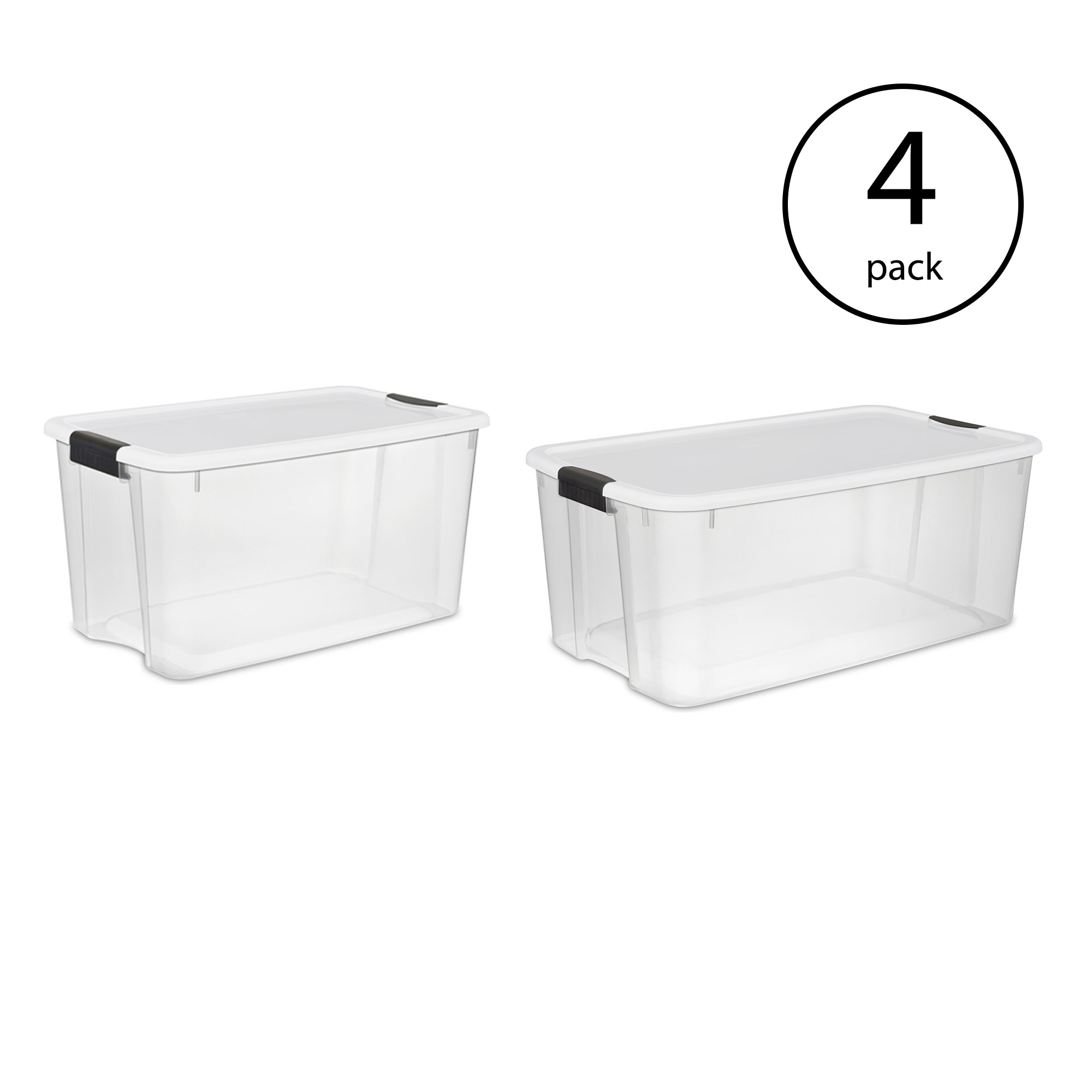 Sterilite 116 And 70 Quart Ultra Latching Storage Tote Container Clear 4 Pack 840023801761 Ebay