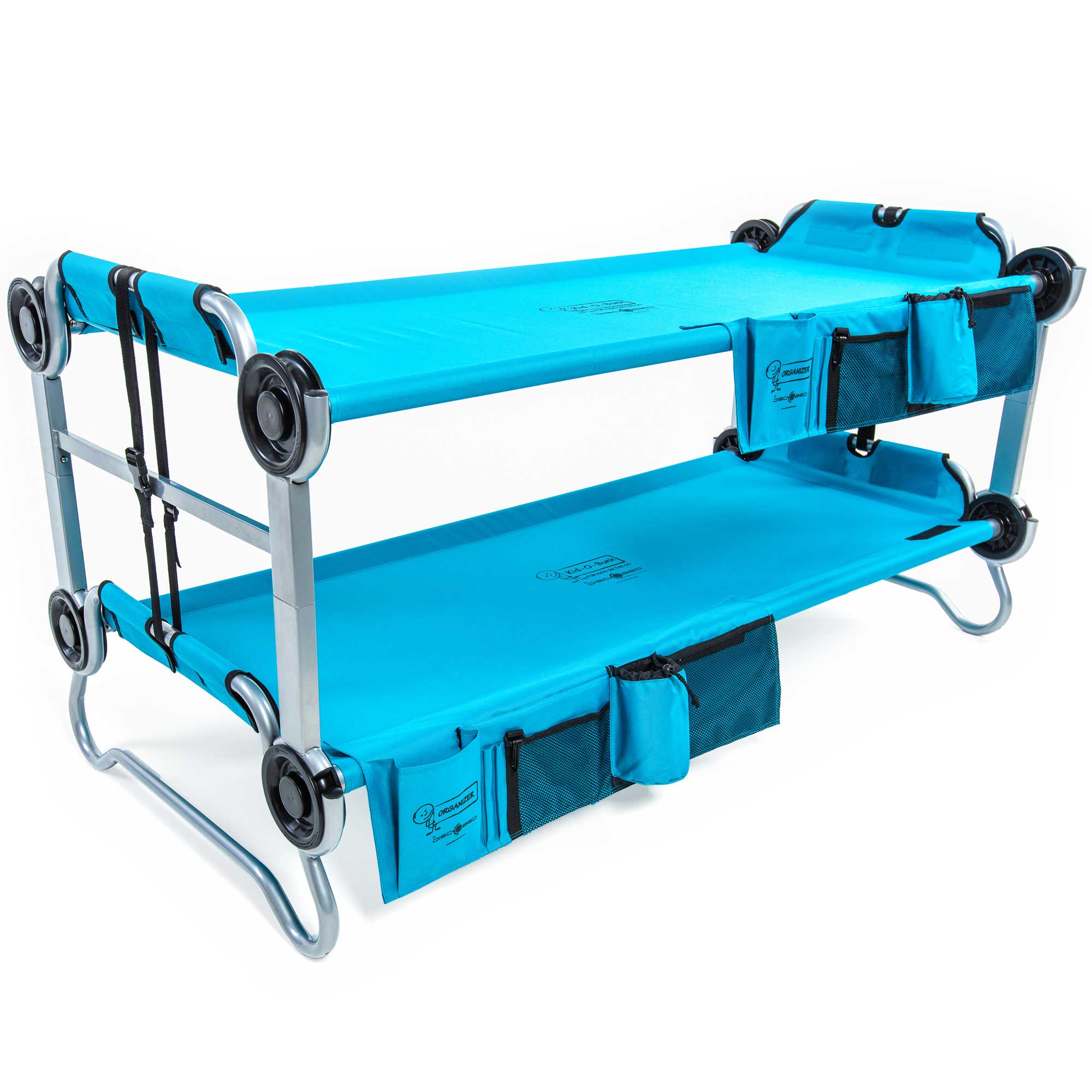 Details About Disc O Bed Youth Kid O Bunk Benchable Camping Cot With Organizers Teal Blue