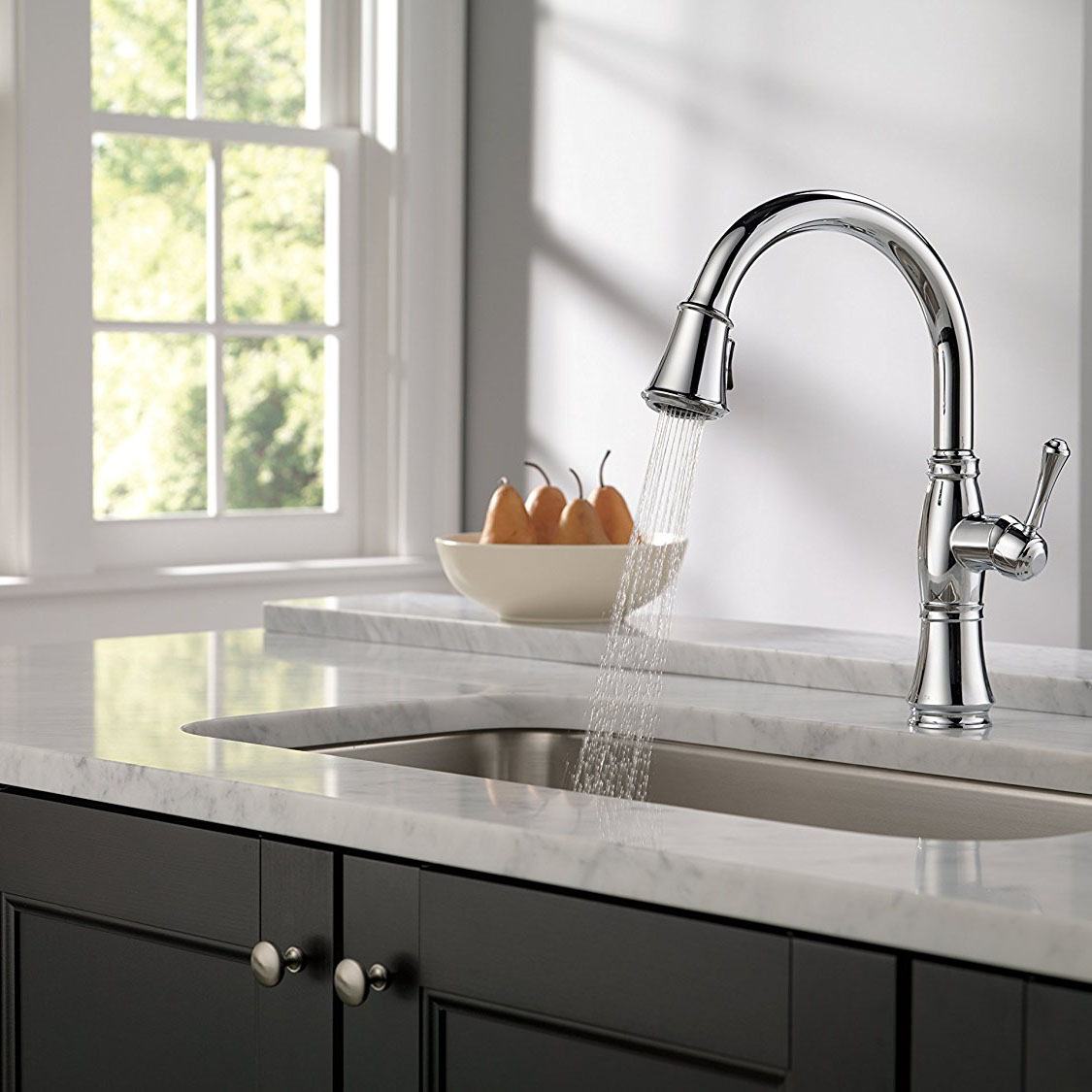 Delta Faucets Cassidy Single Handle Kitchen Faucet, Polished Chrome ...