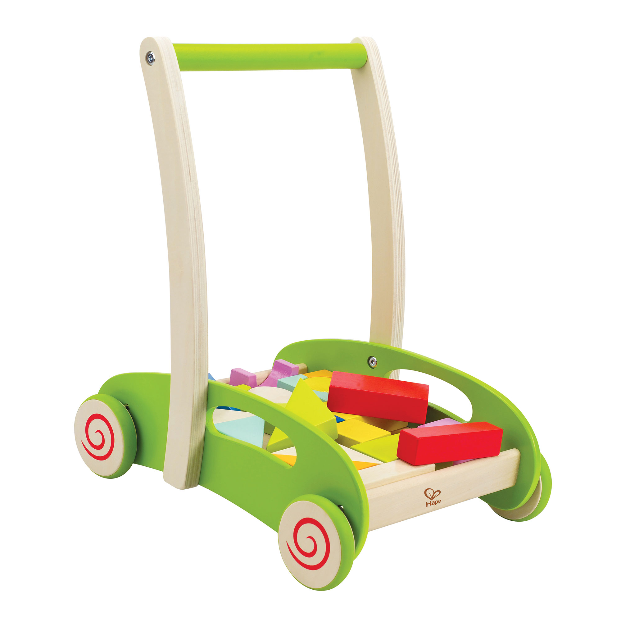 Hape Toys Block and Roll Toddler Push & Pull Toy Walker Cart with ...