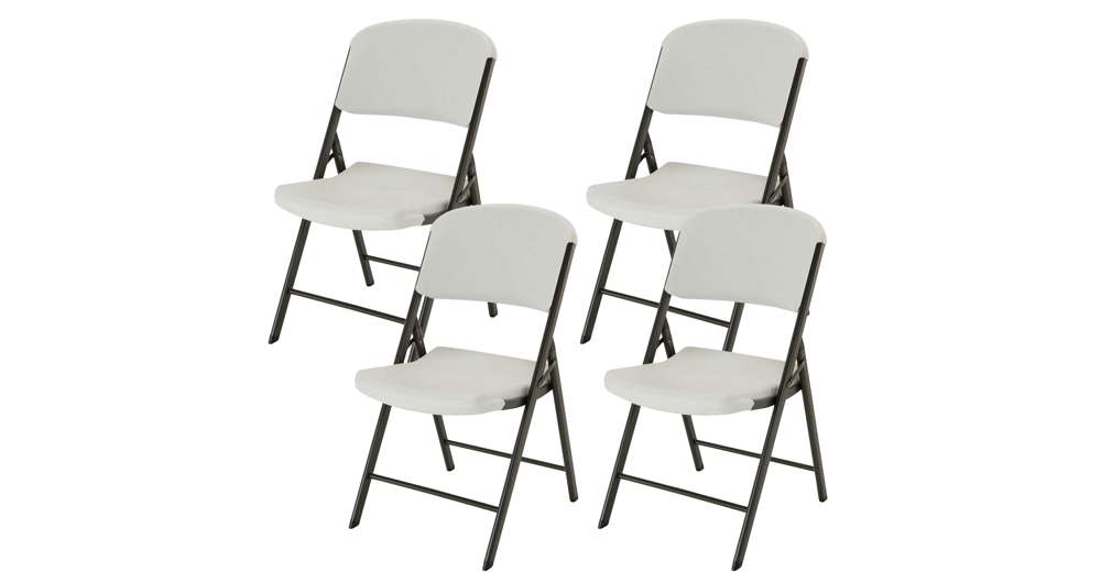 Lifetime Light Commercial Contemporary Plastic Folding Chair, Almond (4 ...