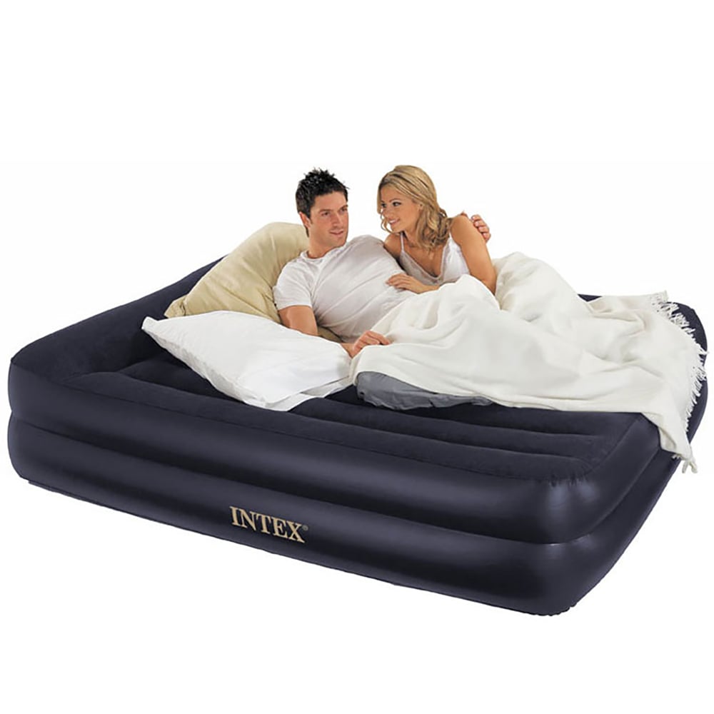 Intex Queen Raised Pillow Air Mattress w/ Built-In Electric Pump ...