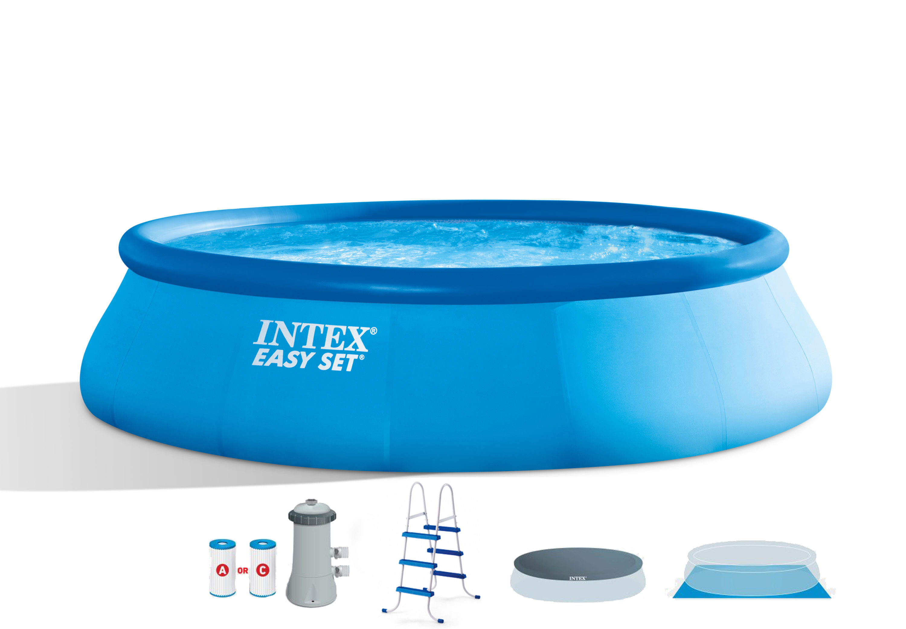 Intex 15' x 42" Easy Set Swimming Pool Complete Kit with 1000 GPH