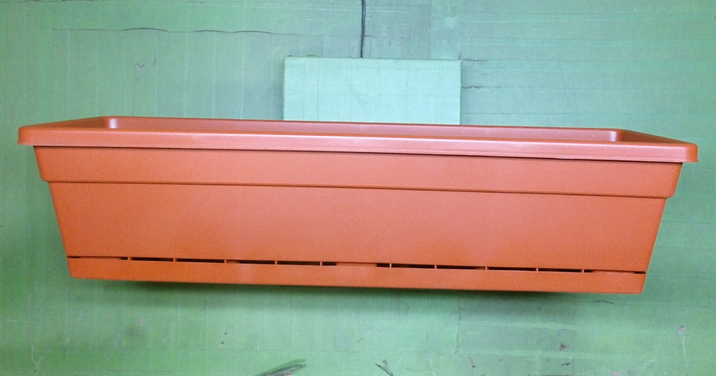 30" Terra Cotta Rolled Rim Window Boxes with Attached ...