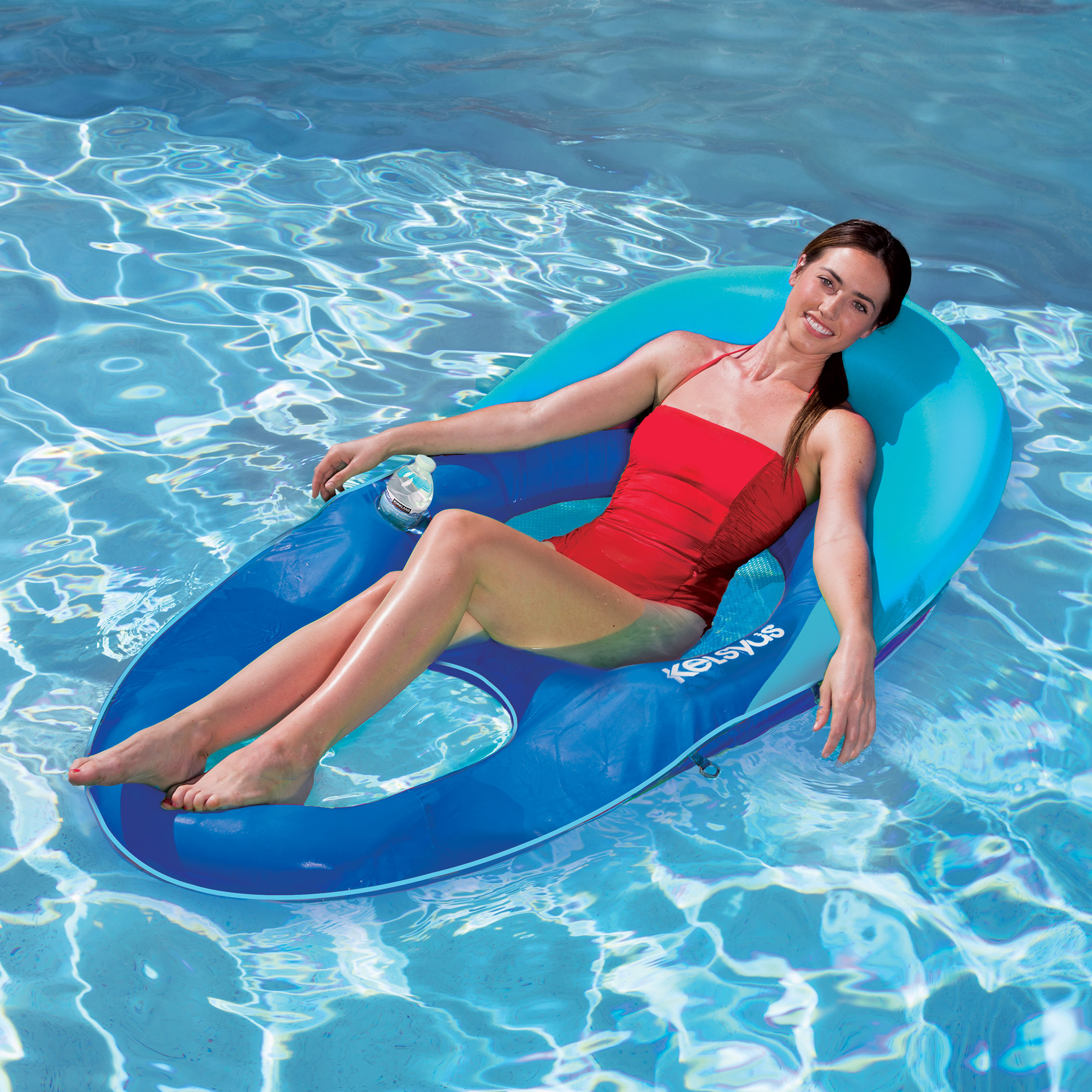 Kelsyus Deluxe Inflatable Mesh Floating Chaise Lounger ...