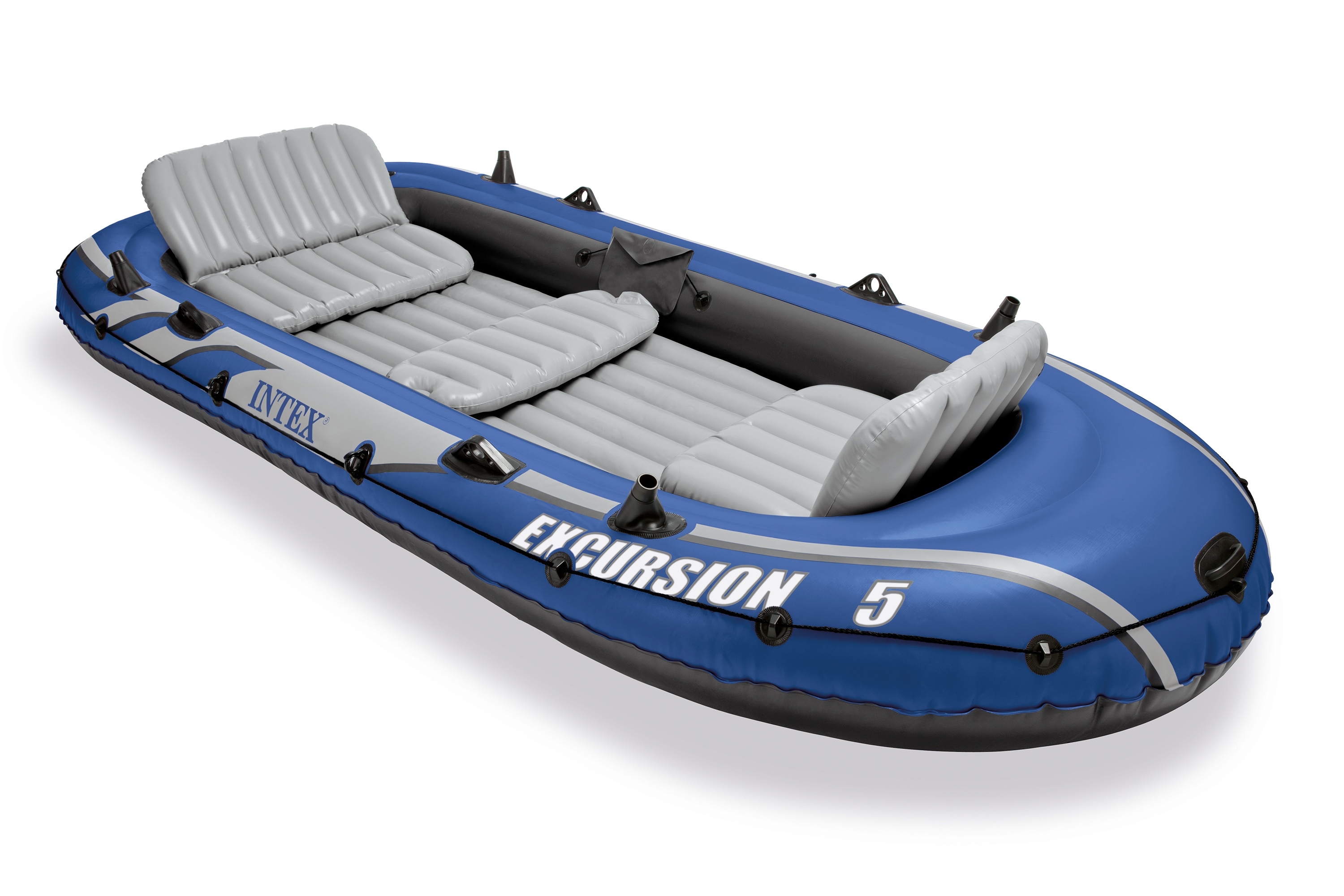 Details About Intex Excursion 5 Person Inflatable Fishing Boat Set With 2 Oars Air Pump Bag