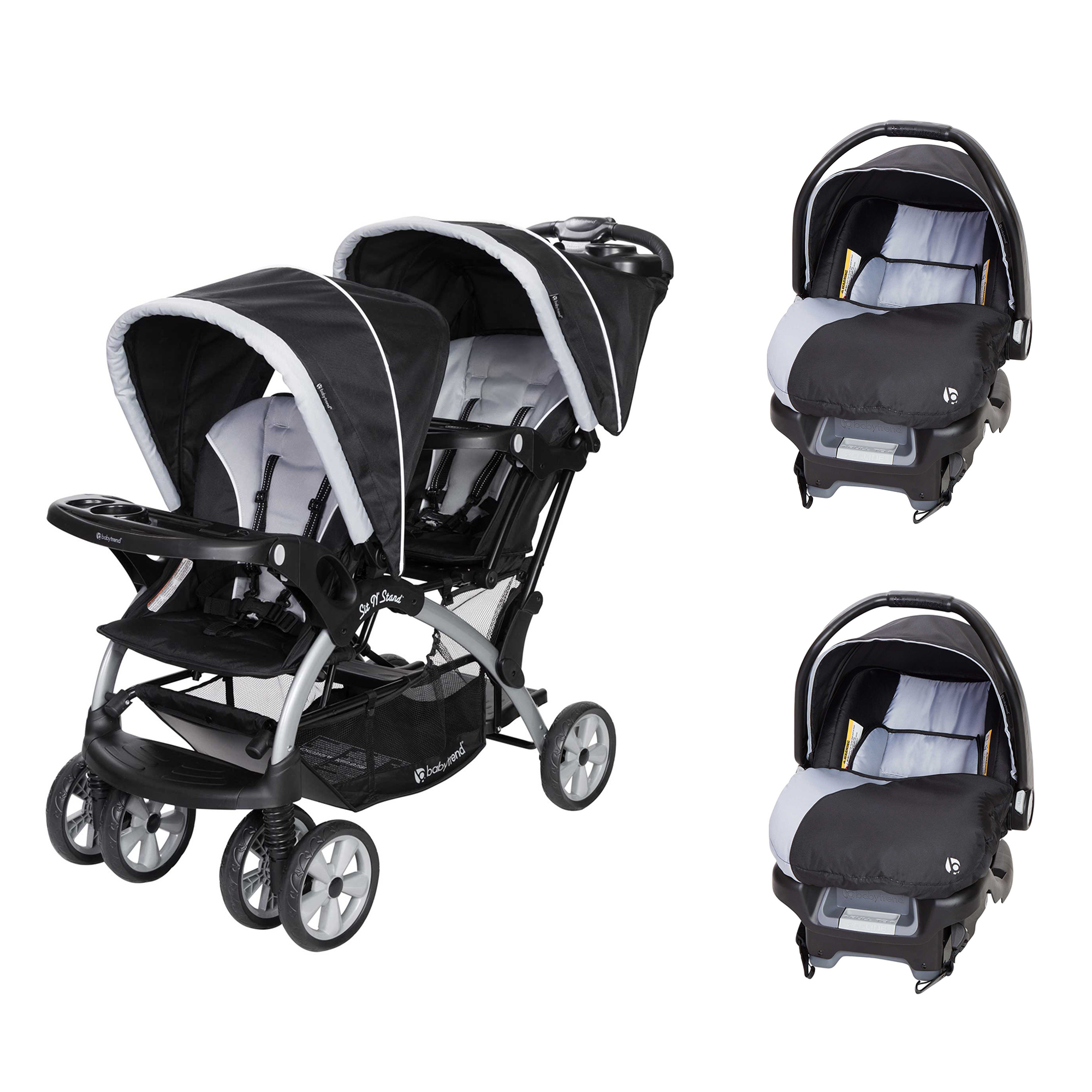 Baby-Trend-Sit-N-Stand-Double-Stroller-with-2-Car-Seats-...